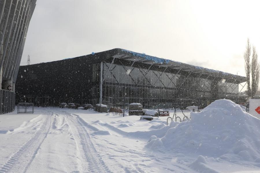 Uzbūvētā Daugavas stadiona ledus halle.