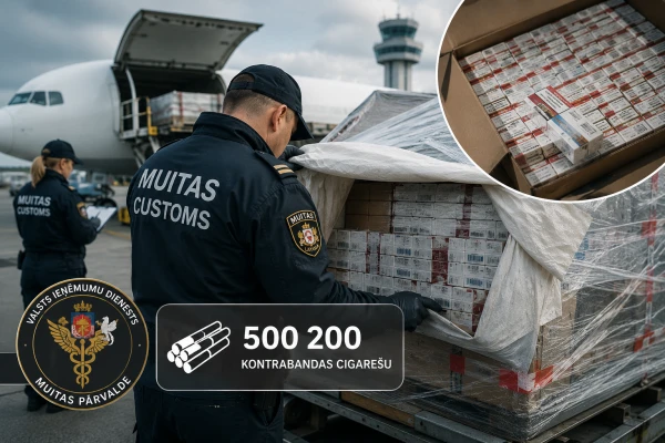 Aviokravā gultas veļas vietā atrod vairāk nekā pusmiljonu kontrabandas cigarešu