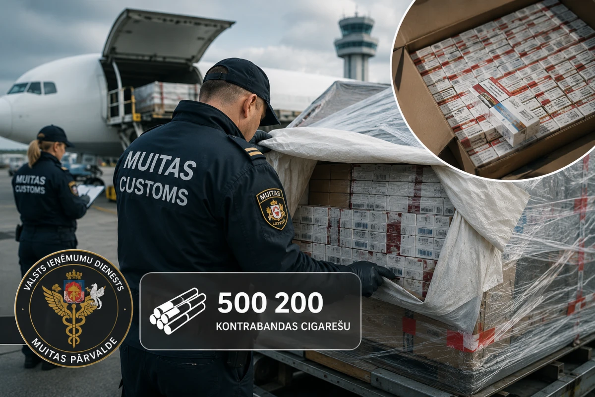 Aviokravā gultas veļas vietā atrod vairāk nekā pusmiljonu kontrabandas cigarešu