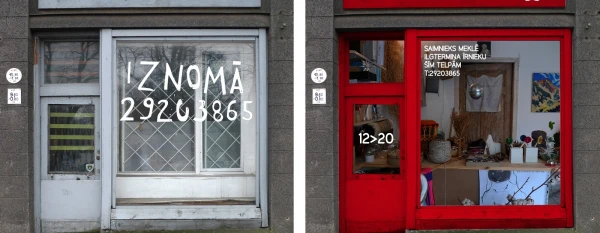 Līdz ar jaunu reklāmas regulējumu Rīgā nosaka vienotu paraugu uzrakstiem skatlogos par telpu pārdošanu vai iznomāšanu