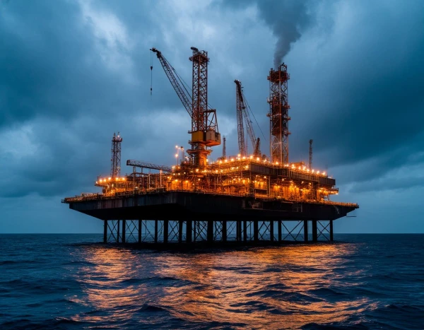 Массивные нефтяные вышки появились в Атлантическом океане.