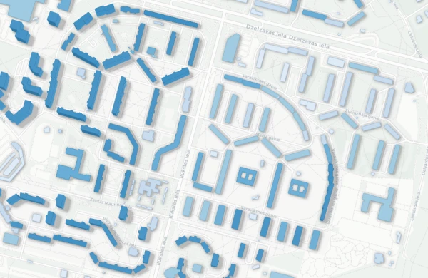 Рижский микрорайон Пурвциемс выглядит весьма упорядоченно.
