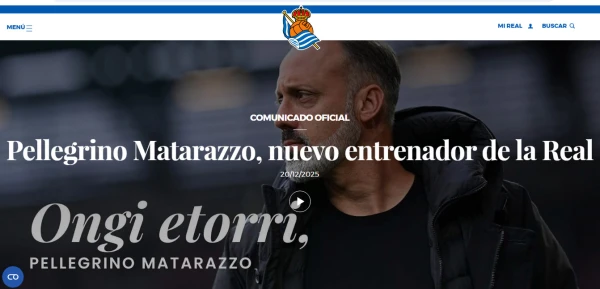 «Real Sociedad» paziņoja par Pellegrino Matarazzo iecelšanu par galveno treneri