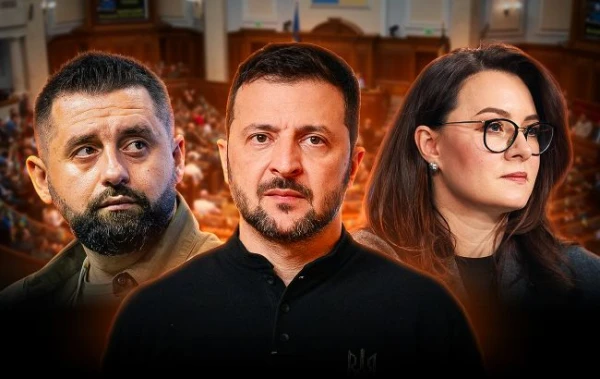 Спикер Давид Арахамия, президент Владимир Зеленский, премьер Юлия Свириденко.