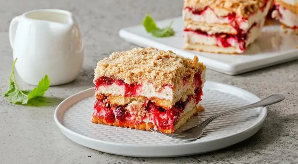 Ātra cepumu kūka ar ķiršiem bez cepšanas