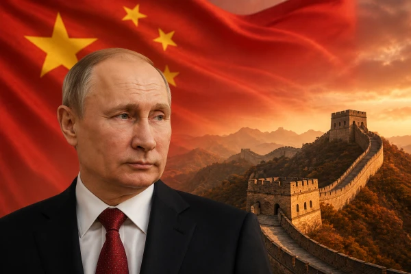 Владимир Путин на фоне Великой китайской стены